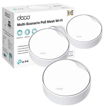 TP-Link Deco X50-PoE(3-pack) AX3000Mbps Mesh WiFi 6 System with PoE, 2.5 GbE Port, AI-Driven WiFi Booster Router covers up to 600m2, Connect up to 15