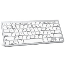 OMOTON Bluetooth Wireless Keyboard for iOS Compatible with iPad Pro/Air/Mini, iPhone and More, UK QWERTY Keyboard Layout, Silver
