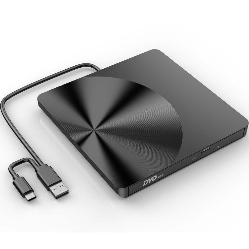 Temzick External Cd Drive, Usb 3.0 Portable Cd/Dvd +/-Rw Drive Slim Dvd/Cd Rom Rewriter Burner For Laptop Desktop Pc Windows And Linux Os Apple Mac M 5000465340371