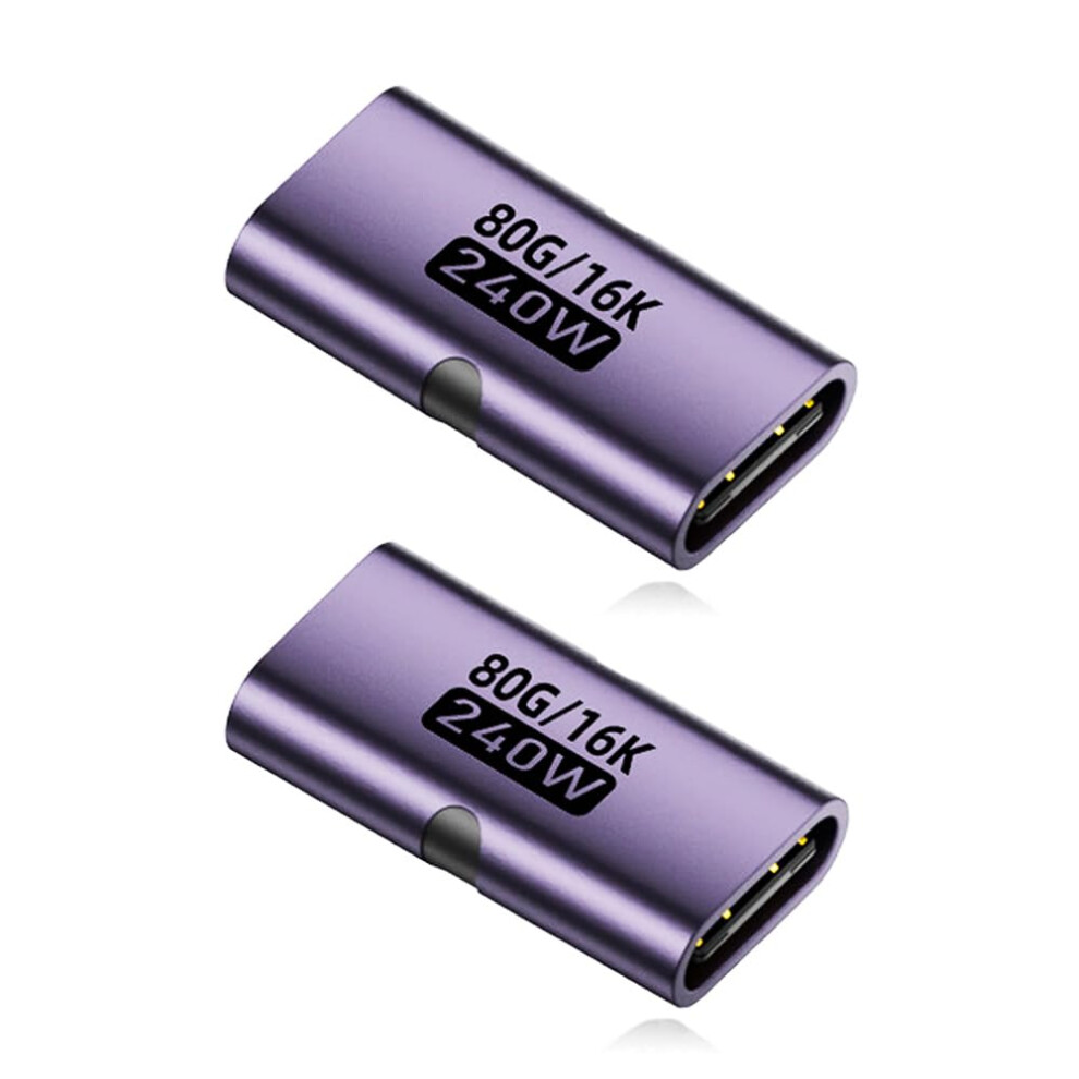 Usb C Female To Female Adapter (2 Pack), 240W Usb C Coupler, 80Gbps Type C Extender Adapter, With 16K@60Hz Video Display, Compatible With Macbook, Ip 7049849780639