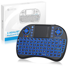 eSynic Upgraded Backlit Keyboard Wireless Bluetooth 2.4GHz Keyboard Touchable Portable with Touchpad Mouse and Built-in Rechargeable Battery For Goog
