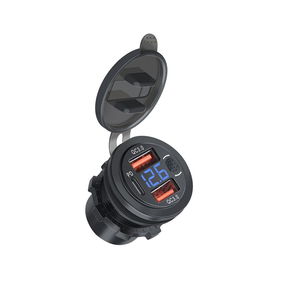 Usb Outlet Car Charger Dual Qc3.0 & Pd 3 Usb C Socket With Voltmeter Touch For Car Boat Marine Truck Rv 4713887946298