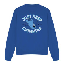(S, Royal Blue) Sesame Street Unisex Adult Just Keep Jumping Cookie Monster Sweatshirt