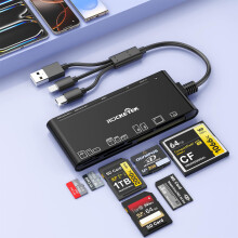 7 in 3 USB C + USB 3.0 + Lightning Multi Card Reader Adapter for SD, CF, Micro SD, XD, MS Cards, 5Gbps Memory Card Reader SD Card Reader Reader Adapt