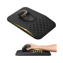 ProtoArc Mouse Mat Wrist Support, Ergonomic Mouse Pad with Massage Design for Pain Reilef, Non-Slip PU Base, Soft Memory Foam, Lycra Mousepad for Com