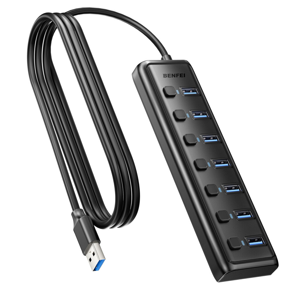 Benfei Usb 3.0 Hub 7-Port, Ultra-Slim Portable Usb Splitter With 3.3Ft Cable - Compatible With Macbook Pro/Air,Mac Pro, Mac Mini, Imac, Surface Pro, 9556598124587