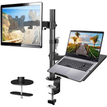 HUANUO Monitor Arm with Laptop Tray for 13 to 32 Inch Screen & 17 Inch Notebook, Monitor and Laptop Stand, Monitor Arm Desk Mount Fits VESA 75/100 Ga