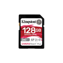 Kingston Canvas React Plus V60 SD 128GB SDXC UHS-II 280R/100W U3 V60 for Full HD/4K