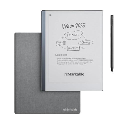 reMarkable 2 with Marker Plus and Grey Book Folio