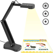 PAKOTOO 8MP USB Visualiser, Webcam, Document Camera for Teacher and Classroom for A3 A4 Size with Dual Mic, LED Light, Up and Down, Left and Right Im