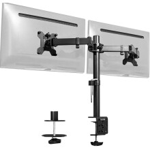 VIVO Dual Monitor Desk Mount, Heavy Duty Fully Adjustable Steel Stand, Holds 2 Computer Screens up to 30 inches and Max 10 kg each, Black, STAND-V002