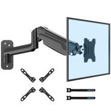 BONTEC Monitor Arm Wall Mount for 13-42 Inch Screens, Gas Spring Arm Holds 3-9KG, Adjustable Tilt Swivel Rotation, Heavy Duty Wall Mounted Arm with V