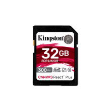 Kingston Canvas React Plus 32GB SDHC Memory Card UHS-II 300R/260W U3 V90 for Full HD/4K/8K - SDR2/32GB