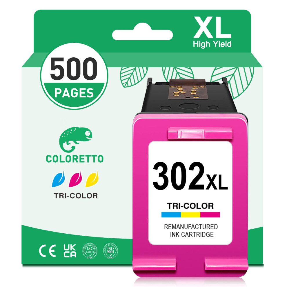 Coloretto 302 Xl Ink Cartridge Colour For Hp Deskjet 3637 3630 3636 2130 Envy 4527 4524 4523 4520 Officejet 3830 3831 4658 Printer Ink For 302 Color 8375545022377