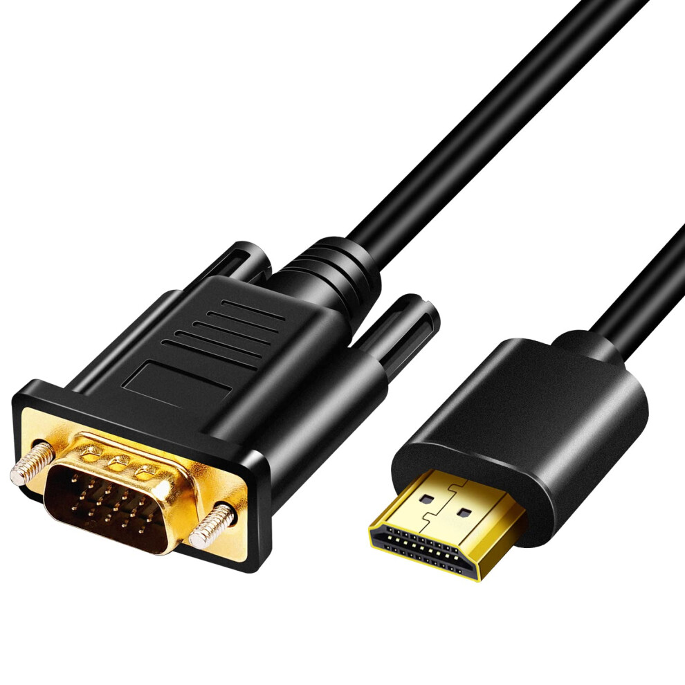 Herfair Hd To Vga Cable 1080P Active Hd Digital To Vga Analog Video Adapter Plated Converter Lead For Monitor Of Desktop, Projector, Hdtv, Raspb Gold 4862479569152