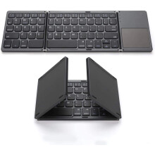 Zedo Foldable Bluetooth Keyboard, Pocket Size Portable Mini BT Wireless Keyboard with Touchpad for Android, Windows, PC, Tablet, with Rechargeable Li