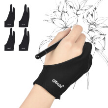 OTraki Artist Glove Anti-fouling Digital Draw Glove 4 Pack High-elastic Lycra Fiber Two Finger Gloves Free Size for Graphics Drawing, Tablet, Pad and