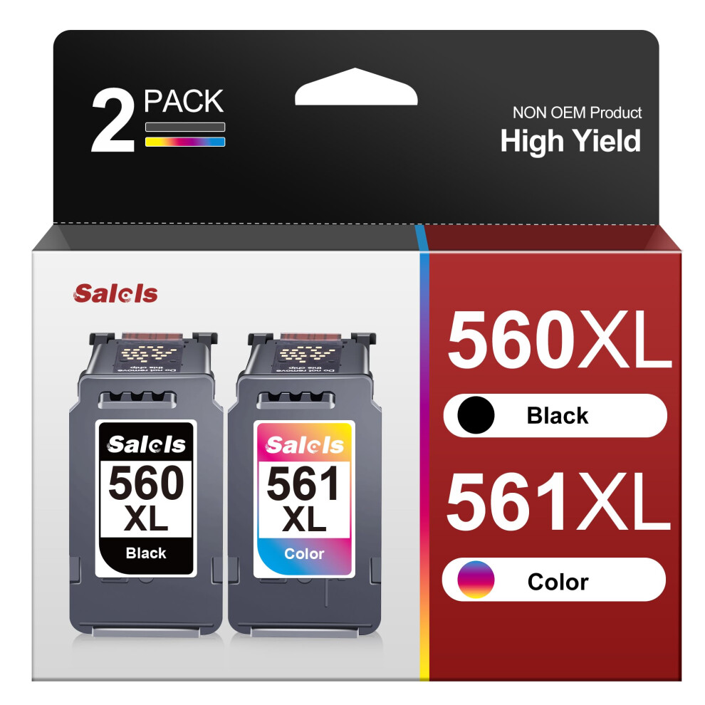 Salols 560 561 Xl Ink Cartridges Replacement For Canon 560 561 Ink Cartridges Pg-560Xl Cl-561Xl 560XL 561Xl For Pixma Ts5350 Ts7451 Ts7450 Ts5351 Ts5 4334767649254