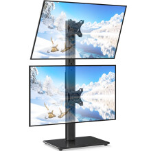 5Rcom Dual Monitor Stand for 13-38 Inch Screens, Vertical Monitor Stand for Desk, Rotation & Swivel Arms, Height Adjustable 2 Mount Stand with VESA 7