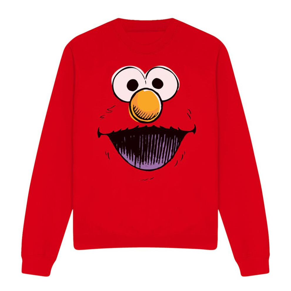 Sesame Street (L, ) Unisex Adult Retro Elmo Sketch Sweatshirt Red