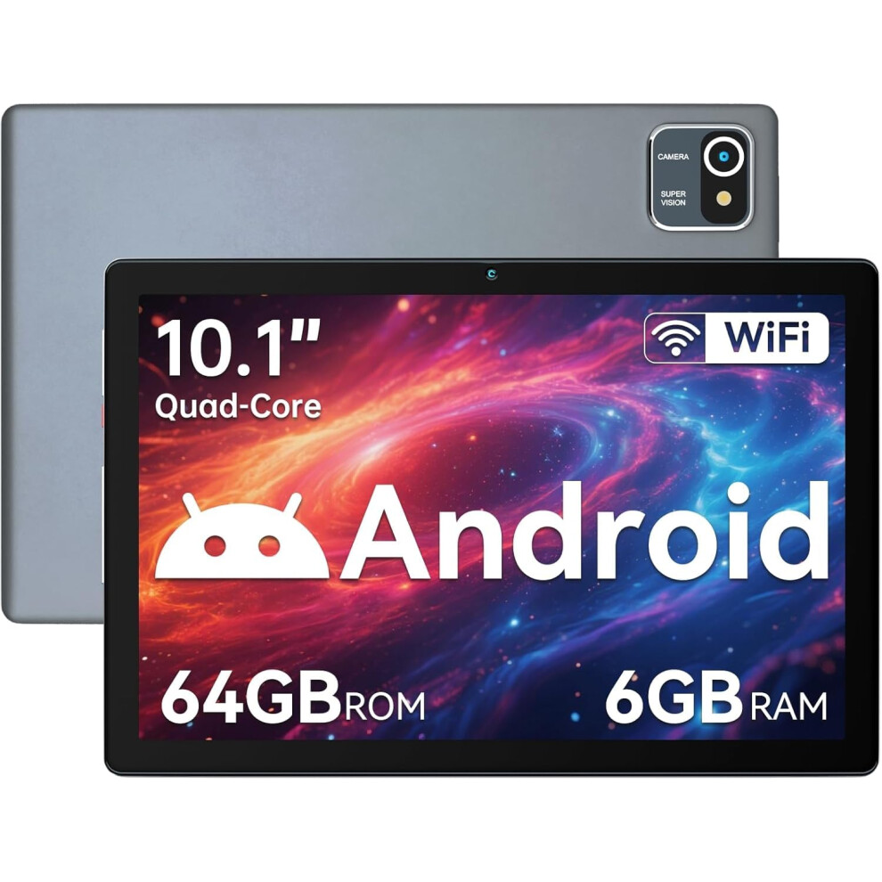Hakaug Tablet 10 Inch Android Os Quad-Core 6Gb Ram 64Gb Rom 5000 Mah Battery1280x800 Touchscreen Tablet-Pc (Gray) Gray 4626767887171