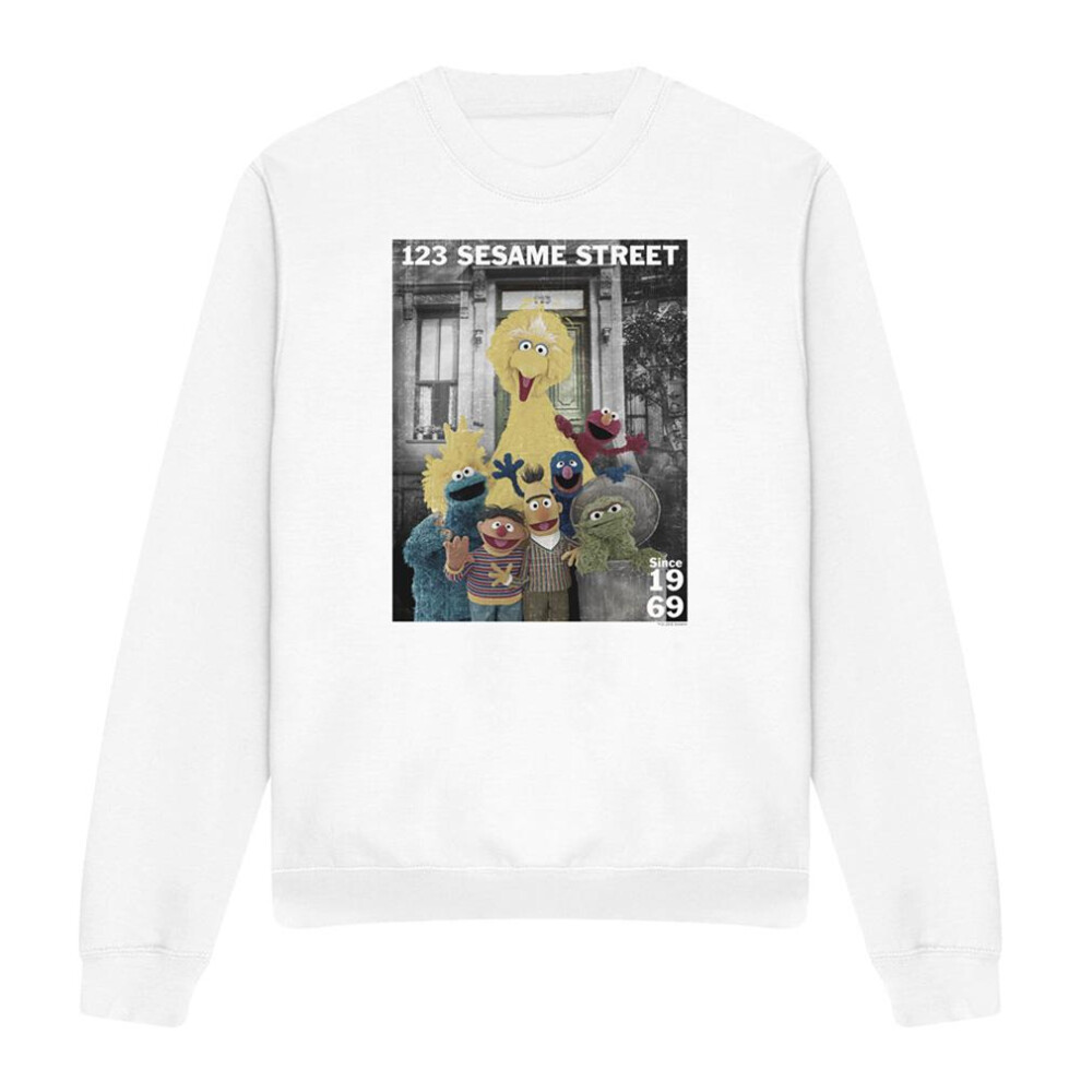 Sesame Street (L, ) Unisex Adult Best Address Sweatshirt White
