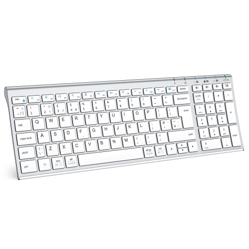iClever Wireless Bluetooth Keyboard, Keyboard Rechargeable Bluetooth 5.1 Stable Connection to Multi Devices Silent Slim Keyboard for Mac, iPad, iPhon