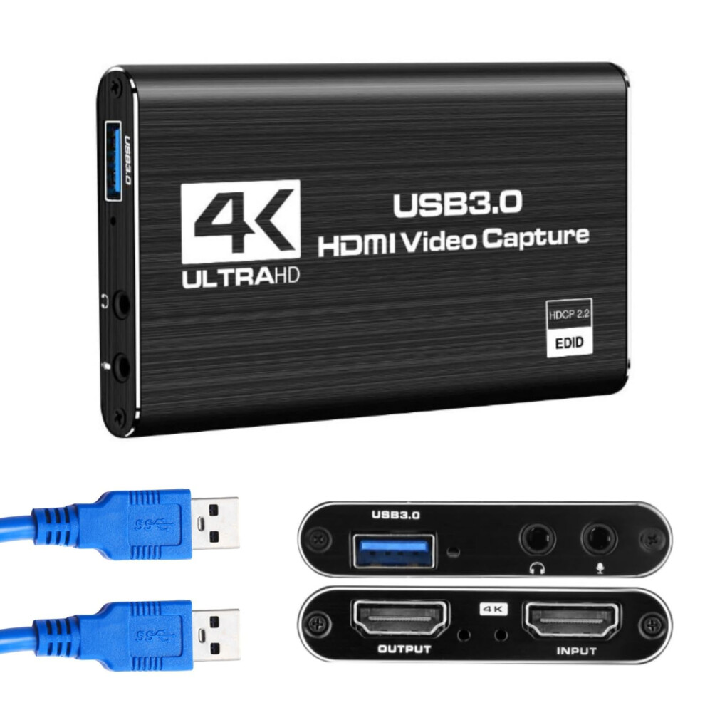 4K Hdmi Video Capture Card Usb 3.0 Video Capture Device Full Hd 1080P 60Fps Game Recording For Live Stream Ps5 Ps4 Xbox Nintendo Switch Camera Pc Obs 5358742116936