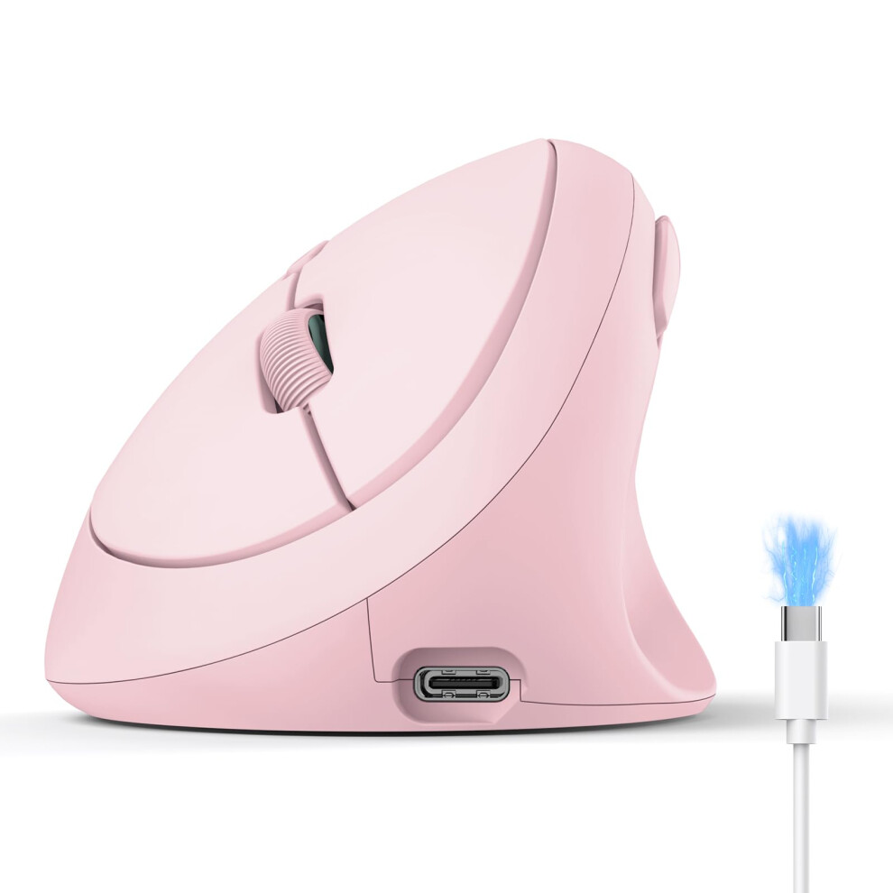 Tecknet Ergonomic Wireless Mouse, Vertical Bluetooth Mouse Rechargeable (Tri-Mode: Bt5.0/Bt3.0+2.4G), 4800Dpi Slient Mouse With 6 Adjustable Dpi, 6-B 5000152584309