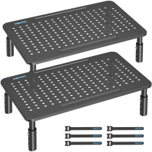 BONTEC Adjustable Monitor Stand, 3 Height Levels, Metal, 20 kg Load, 2 Pack