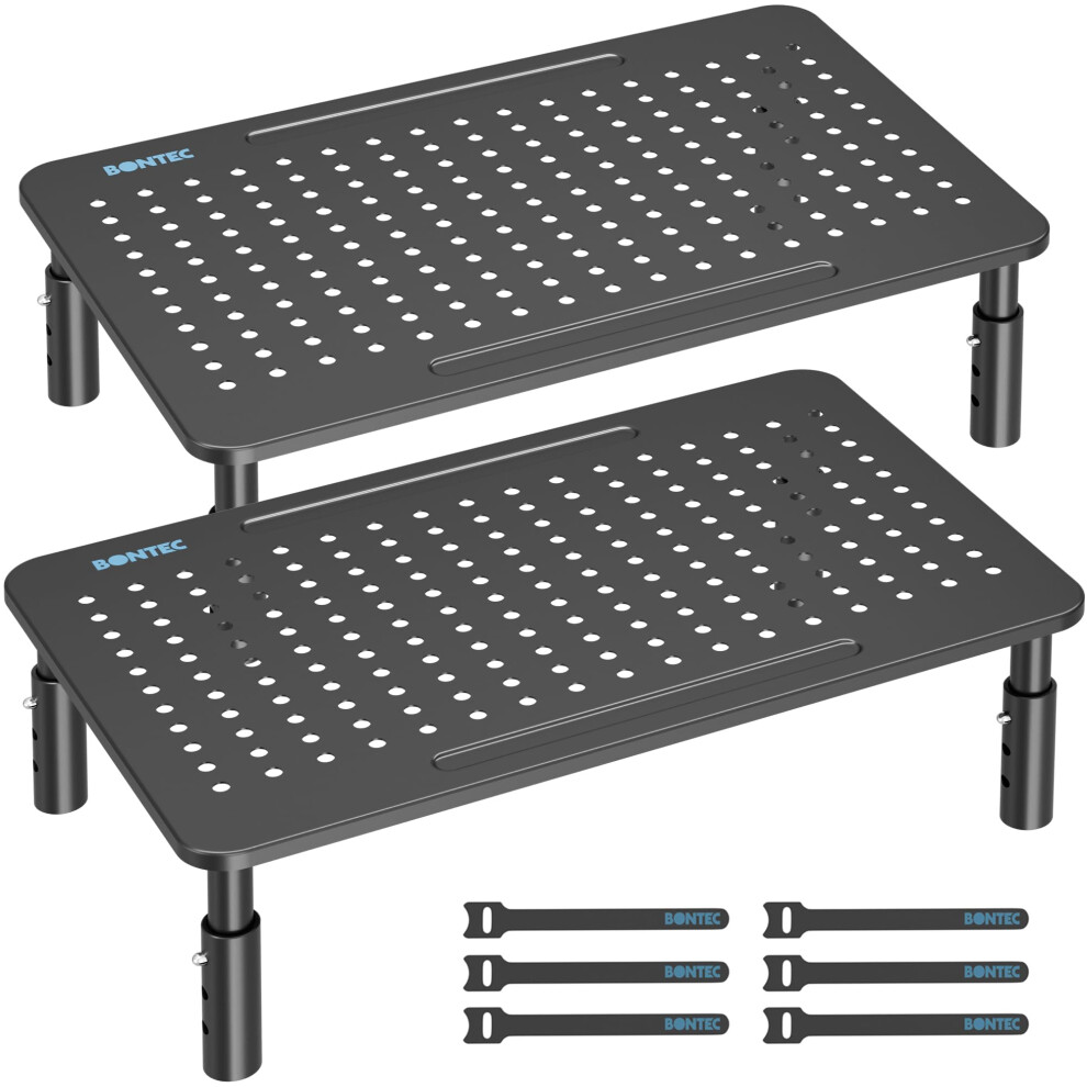 Bontec Metal Monitor Stand, Adjustable Height Riser For Desk, Ergonomic 3-Level Desk Organizer With Cable Management, Laptop & Computer Monitor Stand 3525003805645