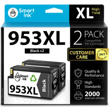 Smart Ink Compatible Ink Cartridges Replacement for HP 953XL 953 XL 2 Multipack (2 Black XL Pack) with Advanced Chip Technology to use with HP Office