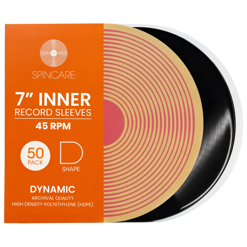 50X 7 Inch Single 45 Rpm Anti-Static Inner Vinyl Record Sleeves | Spincare Rounded Edge Archival Anti Static Hdpe Plastic Vinyl Record Storage Covers 3908473531793