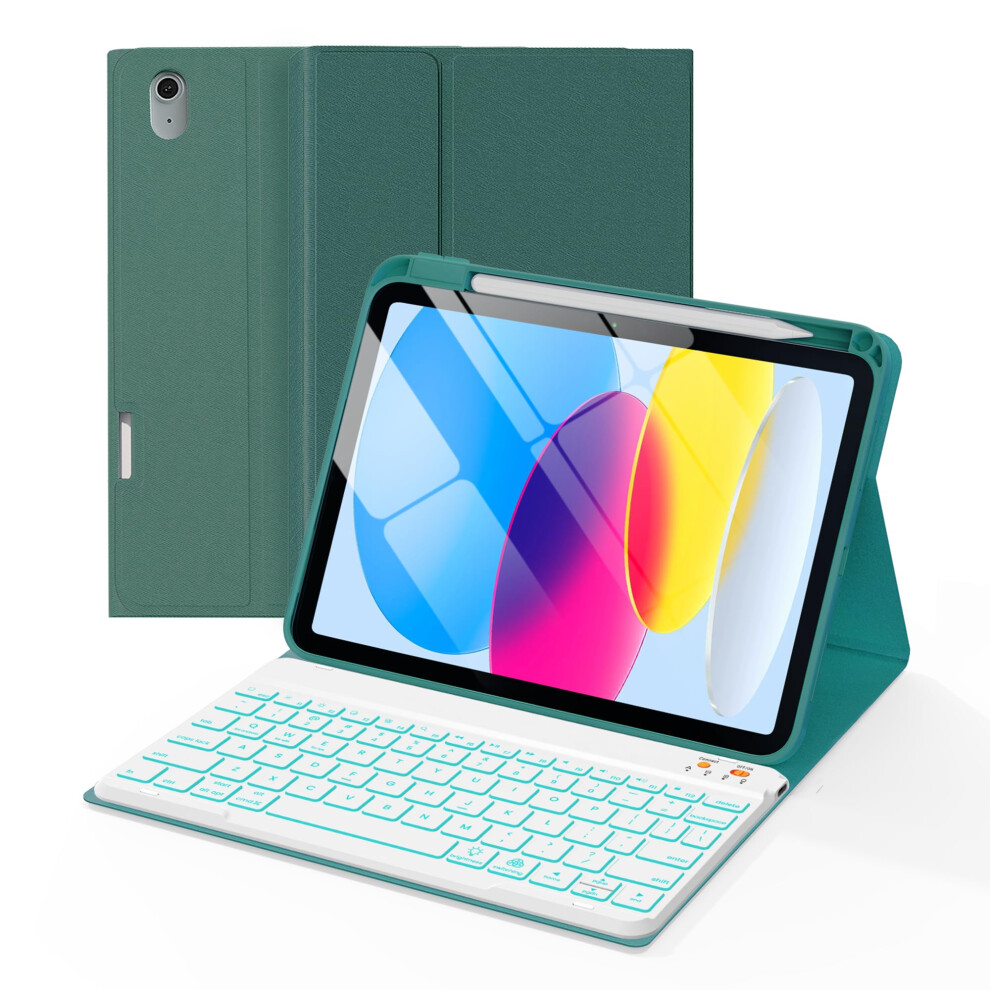 Senyoson Keyboard Case For Ipad A16 11Th Generation 11 Inch 2025/10Th Generation 10.9 Inch 2022, 7 Colors Backlit Magnetic Wireless Detachable Folio 8010647131427