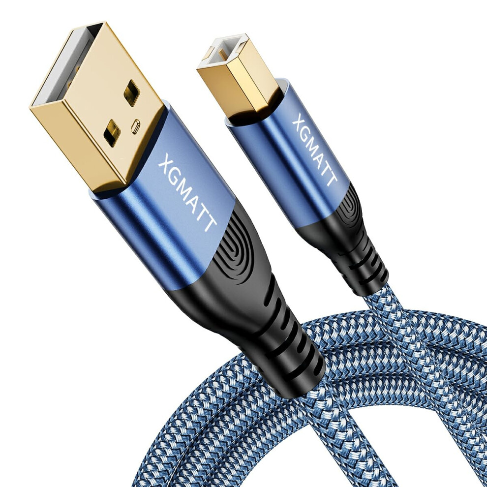 Xgmatt Usb Printer Cable 0.5M,Usb 2.0 Printer Cable A Male To B Male, Braided Nylon Scanner Cord For Hp,Dell,Canon,Lexmark,Xerox,Brother,Samsung Etc. Gold 3248412103286