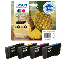 Epson 604 Pine. Multipack 4 Colour Genuine Ink Cartridges | EasyMail - Reduced Plastic Packaging | Black, Cyan, Magenta, Yellow | 1x 3.4ml, 3x 2.