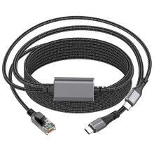 Dutevolns USB C to Ethernet Cable with Charging 5M, Type-C Male 100W PD Charging & Gigabit LAN Two in One, Type C to RJ45 Nylon Cord with Power Deliv