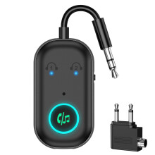 ORIA Bluetooth Airplane Adapter, Bluetooth 5.3 Transmitter Receiver, Aux Wireless Audio Adapter with Dual Pairing, CVC Noise Cancellation for Plane/T