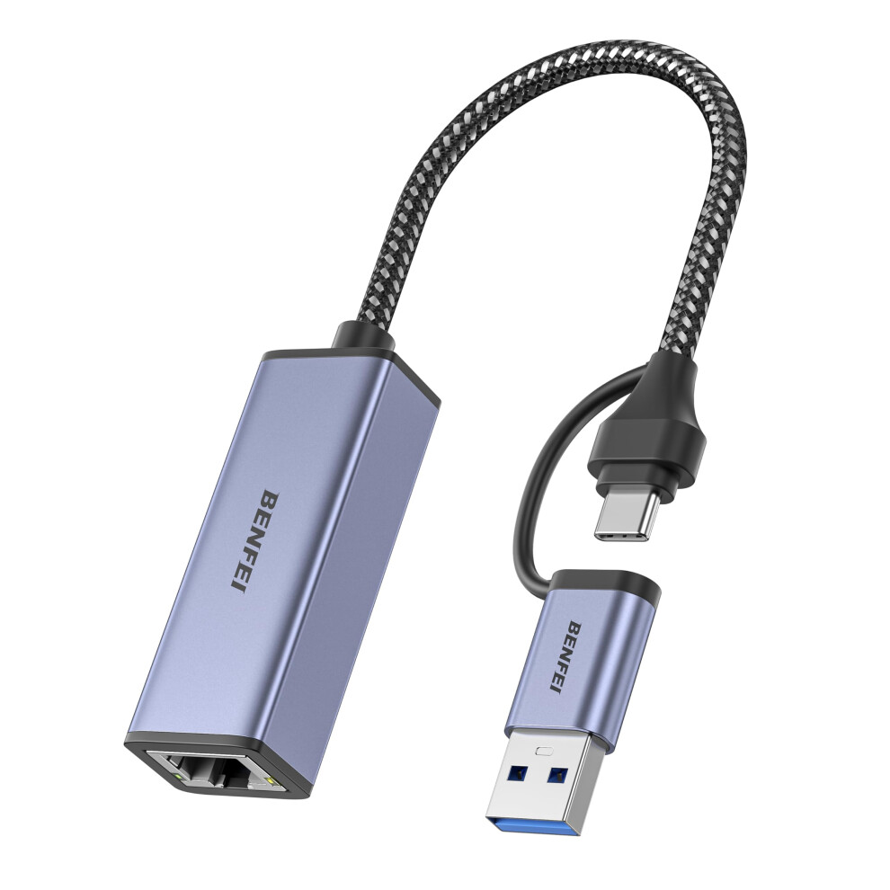Benfei Ethernet Adapter, Usb 3.0 To Rj45 1000Mbps Gigabit Lan Adapter Compatible For Macbook, Surface Pro, Pc With Windows7/8/10, Xp, Vista, Mac[Alum 9303005437033