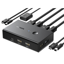 UGREEN HDMI KVM Switch 2 PC 1 Monitor Support 4K@60Hz, 4 Port USB KVM Switches for 2 Computers Share Keyboard/Mouse/Hard Drives/Printer and 1 Monitor