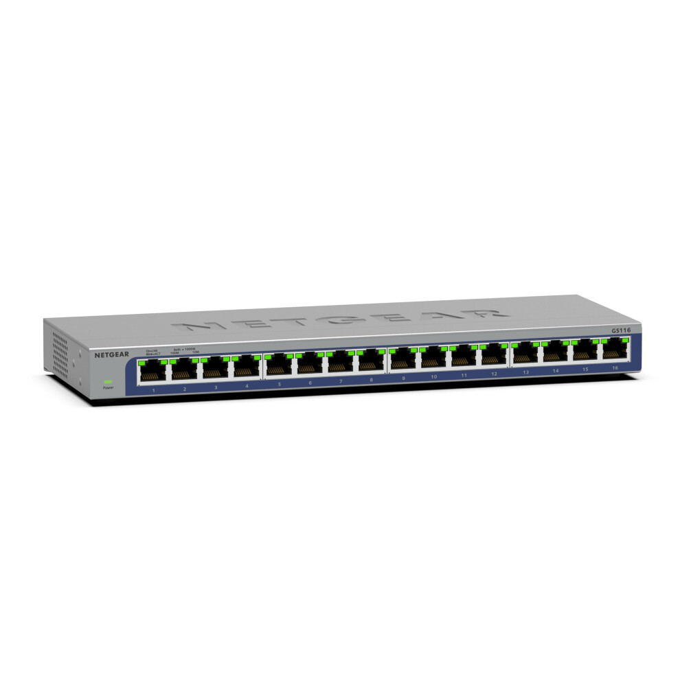 Netgear 16 Port Gigabit Switch (Gs116) | Unmanaged Network Switch | Ethernet Hub | Desktop Or Wall Mount