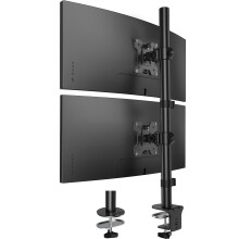 HUANUO Vertical Dual Monitor Stand, Stacked Monitor Mount for 2 Monitors with Height Adjustment, Computer Monitor Arm Supports Two 17-32 Inch with 2