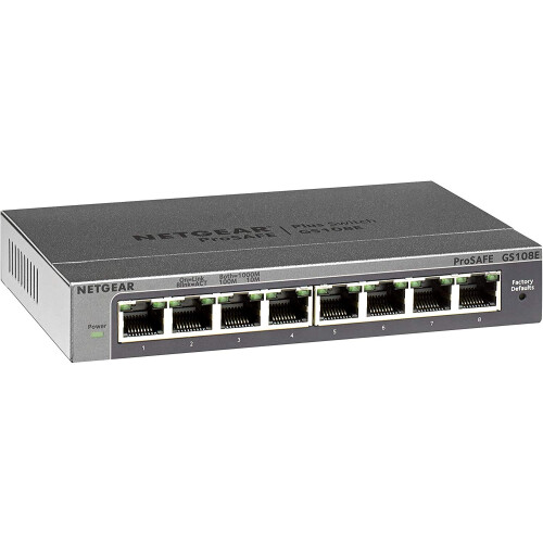 Netgear NETGEAR 8 Port Gigabit Switch (GS108E) | Managed Network Switch | Ethernet Splitter | Desktop or Wall Mount