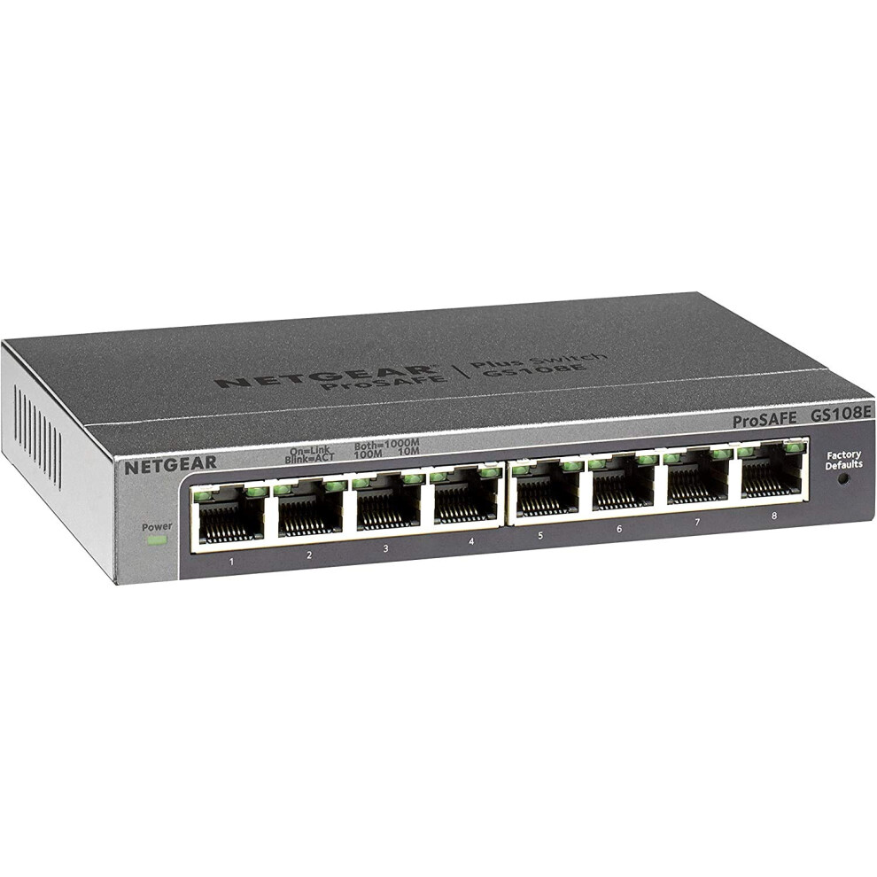 Netgear 8 Port Gigabit Switch (Gs108e) | Managed Network Switch | Ethernet Splitter | Desktop Or Wall Mount