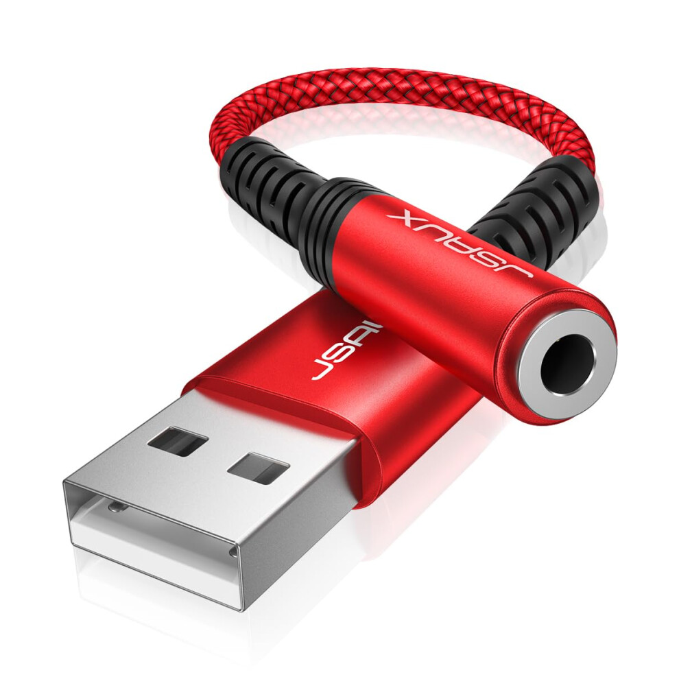 Jsaux Usb To 3.5Mm Jack Audio Adapter, Trrs 4-Pole Stereo External Usb Sound Card Aux Headset Microphone Converter With Dac Chip Compatible With Head 8352561800011