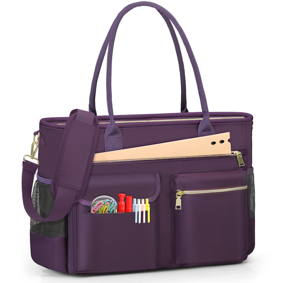 Rainsmore Laptop Tote Bags For Women 15.6 Inch Teacher Bag Large Nurse Utility Bag Computer Messenger Briefcase With Insulated Pocket For Work School 8844156277914