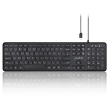 perixx PERIBOARD-210 USB-C Full Size Keyboard, Ultra Thin Design, Quiet Chiclet Keys, UK QWERTY Layout, Black