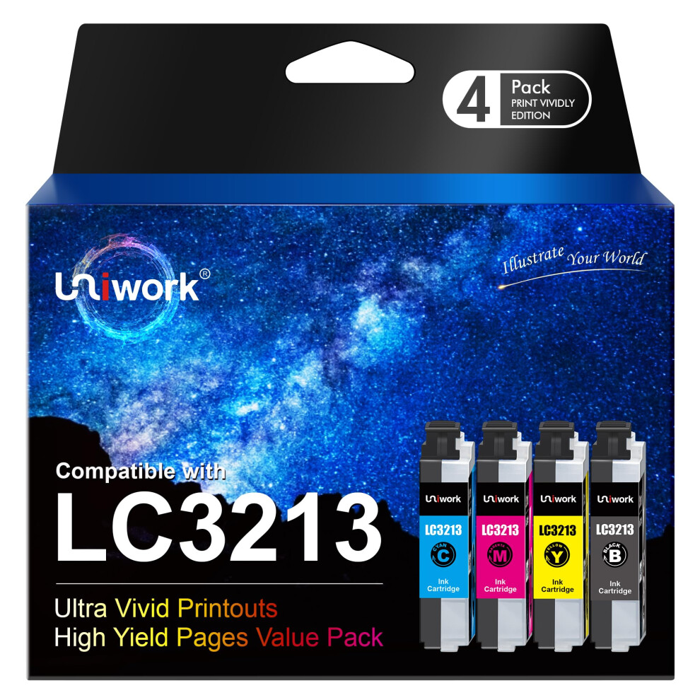 Uniwork Ink Cartridge Replacement For Brother Lc3213 Lc3211 Compatible With Mfc-J497dw J890dw J895dw Compatible With Dcp-J572dw J772dw J774dw ( Black 9462619397703