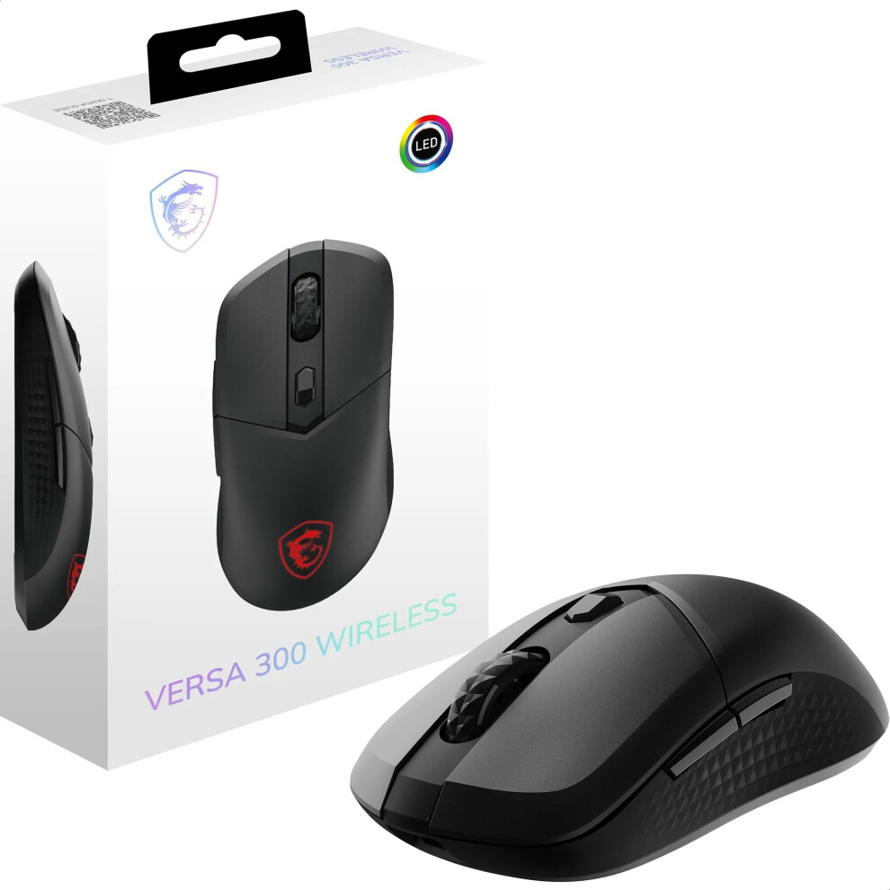 Msi Versa 300 Wireless Gaming Mouse - 8000 Dpi Optical Sensor, 1000 Hz Polling Rate, Symmetrical, 30M+ Click Kailh Micro Switches, 6 Buttons, 50-Hour