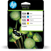 HP 934/935 Black/Cyan/Magenta/Yellow Original Ink Cartridge Multipack (6ZC72AE) – Works with: OfficeJet Pro 6230, 6820, 6830 Printers